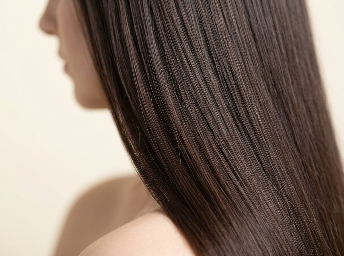 2Q Cool Brown hair colour — Side close-up