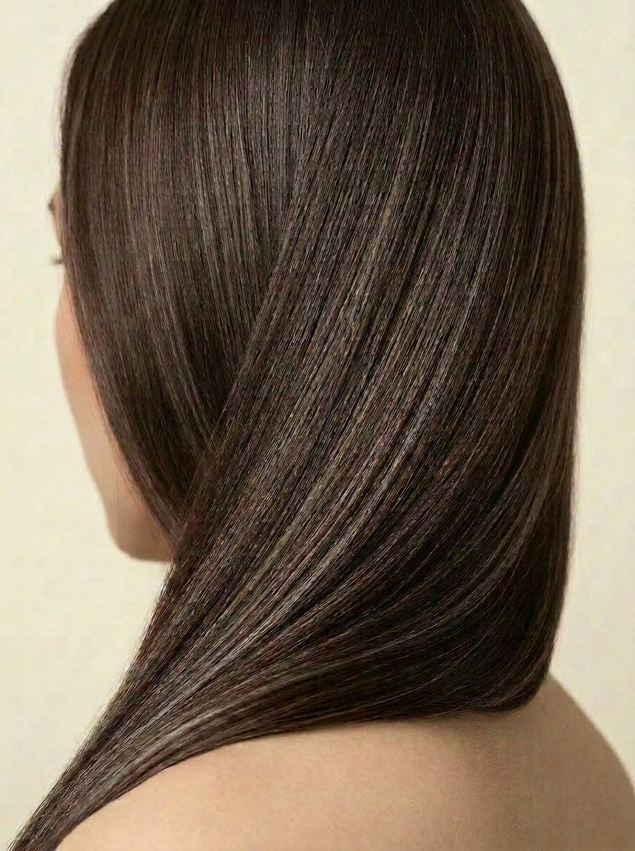 2H Ash Brown hair colour — Side close-up